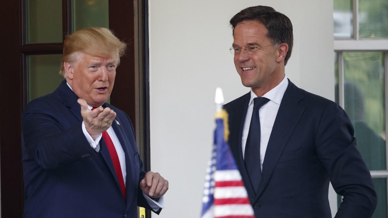 Ex-president Donald Trump och Natochefen Mark Rutte träffades under förra Trumpregeringen, då Rutte var nederländsk premiärminister. Arkivbild Foto: Carolyn Kaster AP/TT