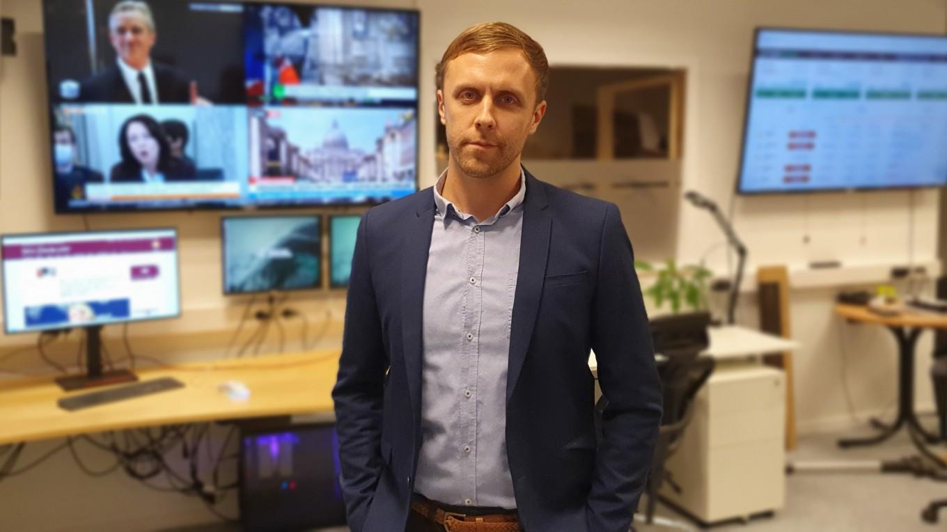 Markus Andersson, chefredaktör för Nya Dagbladet, anser att den svenska        mediemarknaden är unik på grund av alla uppköp av små mediebolag av Bonnier och Schibsted. Foto: Nya Dagbladet