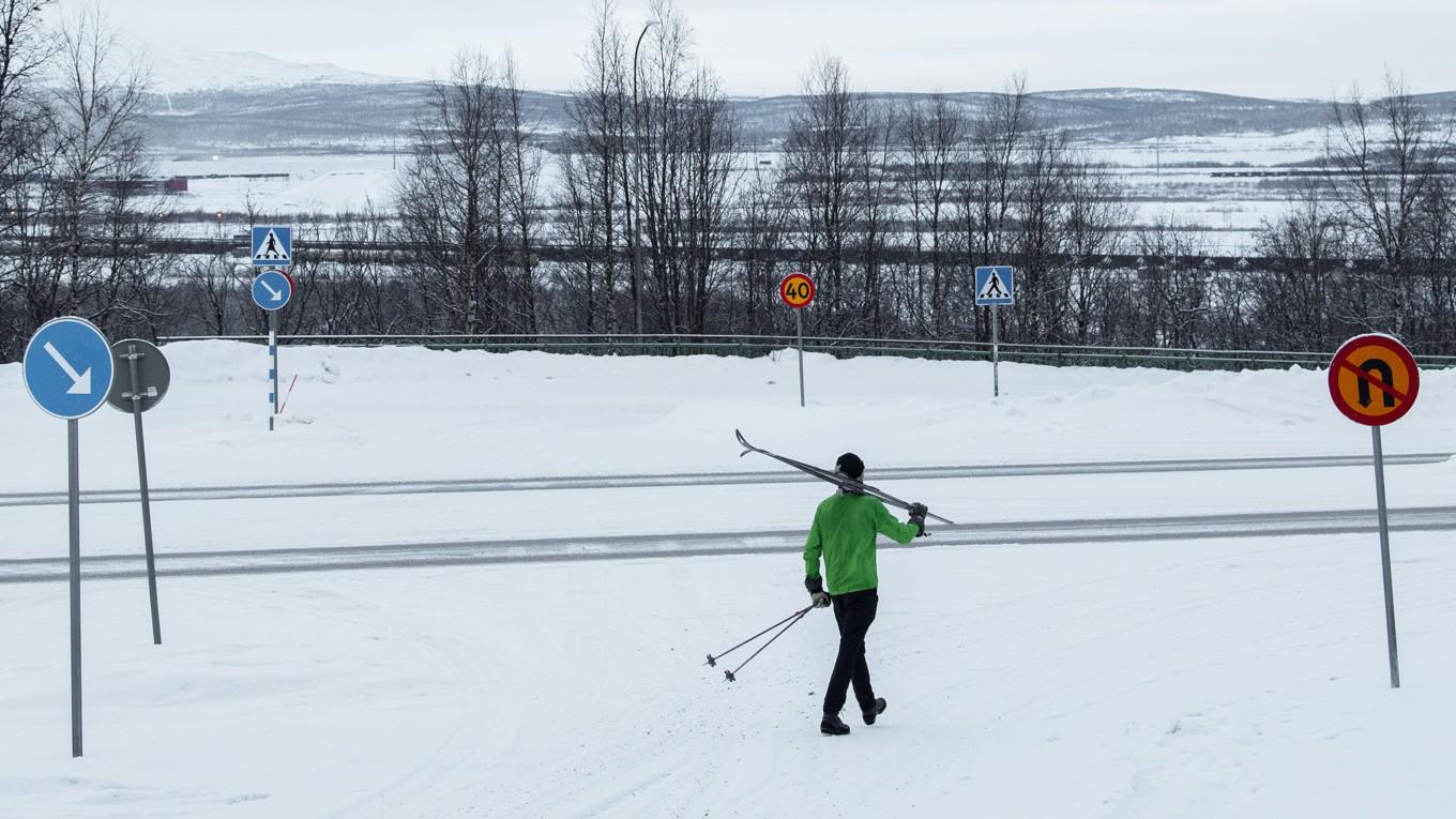 Skidåkare i Kiruna, som är den kommun som ger det största friskvårdsbidraget till sina anställda. Arkivbild. Foto: Jakob Åkersten Brodén/TT