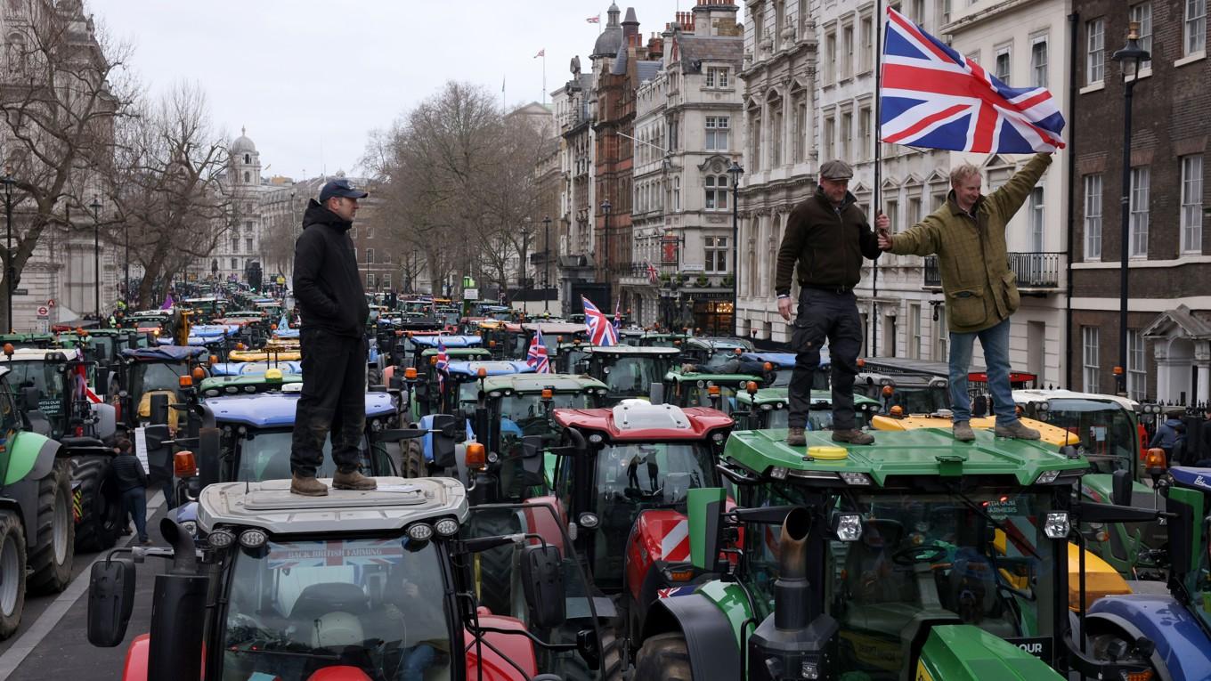 Bönder protesterar i Westminster i London i Storbritannien den 11 december. Foto: Dan Kitwood/Getty Images