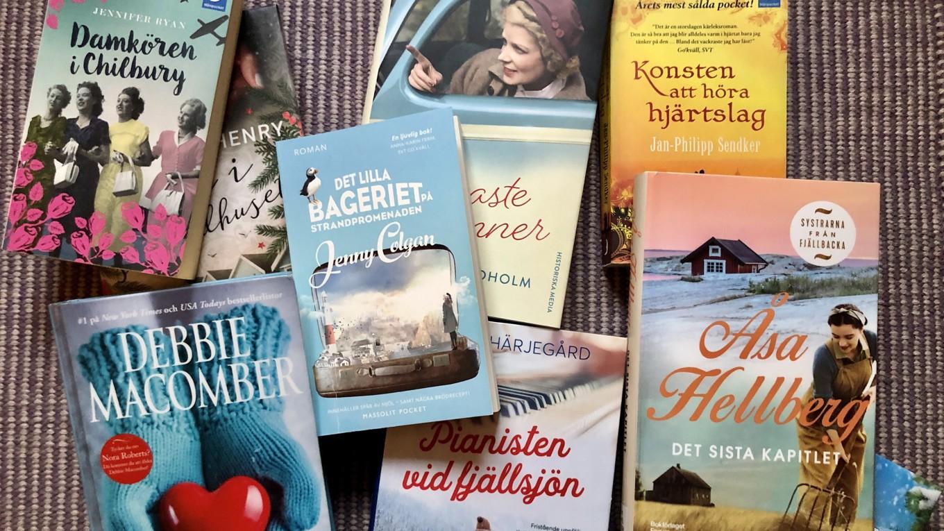 Ett urval av feelgood-romaner, köpta eller lånade på biblioteket. Foto: Arne Nilsson