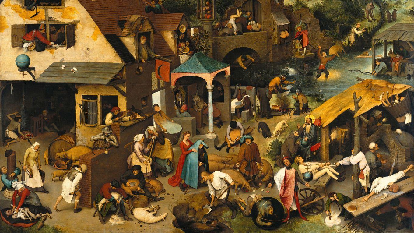 ”Nederländska ordspråk” (1559), Gemäldegalerie, Berlin. Foto: Public Domain