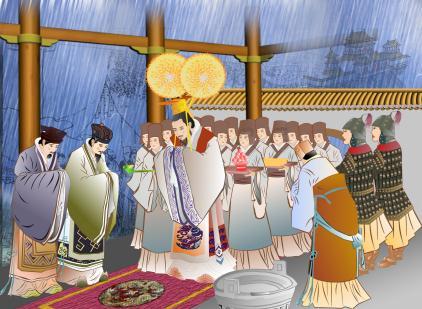 Tang Shang bad om regn med rent och barmhärtigt hjärta. (Illustratör Catherine Chang,Epoch Times)