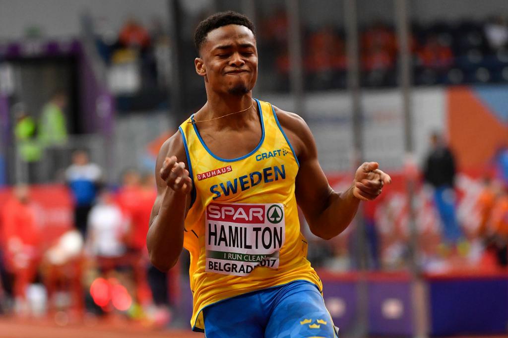 Sveriges Austin Hamilton i Belgrad. Foto: Jonas Ekströmer/TT