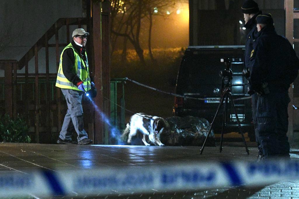 
Polisen sökte med vapenhundar natten till söndagen. Foto: Johan Nilsson/TT. Arkivbild                                            