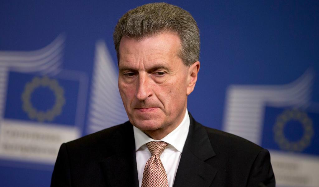 
EU-kommissionären Günther Oettinger orolig för brexitplan efter brittiska valet. Foto: TT-arkivbild                                            