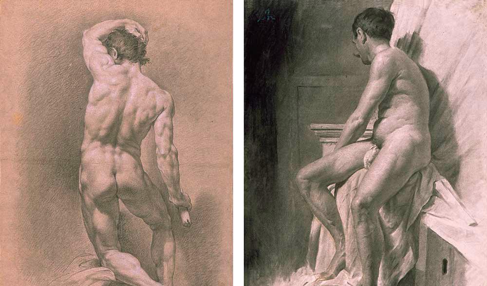 Bilderna ovan är modellritningar av elever vid Madrid’s Real Academia de Bellas Arts de Dan Fernando. Den till vänster är från 1700-talet och är representativ för form framför valör-modellering (vilket jag förklarar grunderna till i denna artikel). Den till höger är från tidigt 1900-tal och är representativ för valör framför form-modellering (som jag förklarar i artikeln som länkas till längst ned).