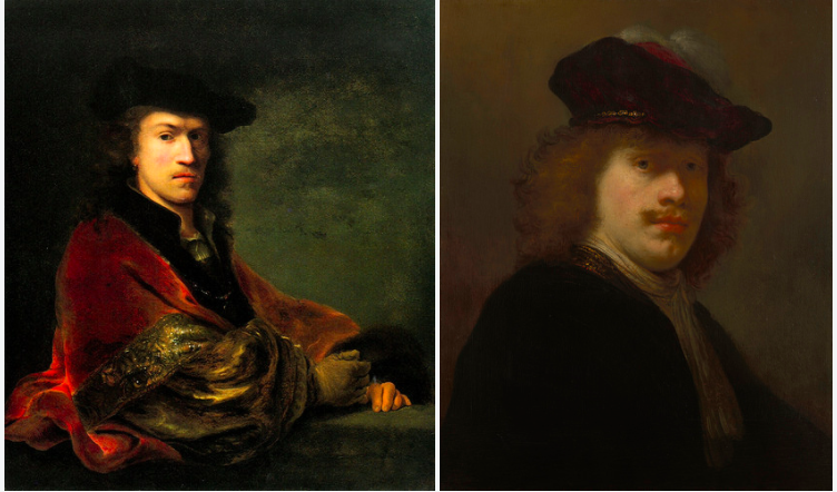 Ferdinand Bol och Govert Flinck, självporträtt, 1647 respektive 1640.