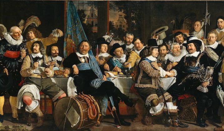 Detalj av Bartholomeus van der Helst, ”Celebration of the Peace of Münster”, 1648. 2,32x5,47 meter. Rijksmuseum.