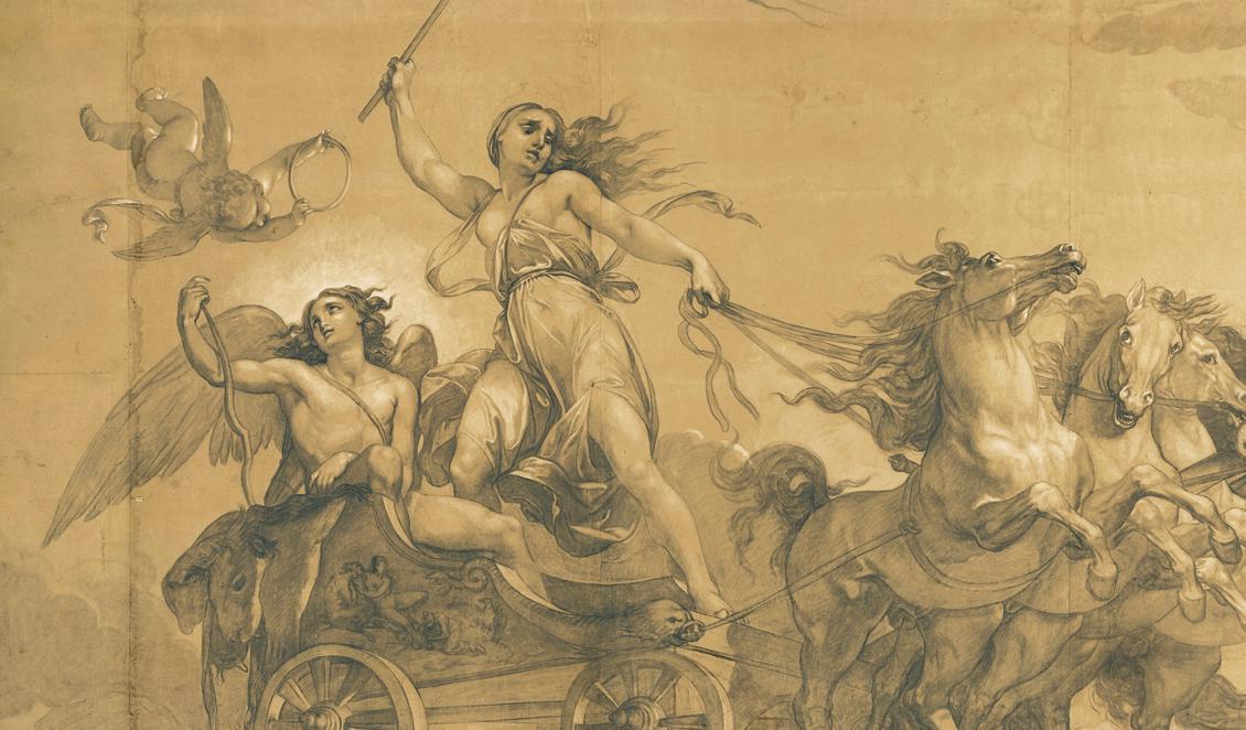 








Detalj av “Dårskapen kör Kärlekens vagn,” 1848, av Giuseppe Bezzuoli (1784–1855). Kol, grått bläck, högdagrar av vit krita, på fyra ljusbruna papper, ca 335x485 cm.
 Foto: Christie’s                                                                                                                                                                                                                                                                                                                                                                                                            