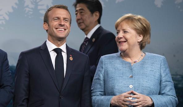 
Frankrikes president Emmanuel Macron och Tysklands förbundskansler Angela Merkel möts inför nästa veckas EU-toppmöte. Foto: Justin Tang/AP/TT/Arkivbild                                            