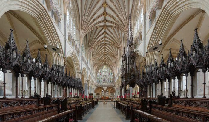 Within Exeter Cathedral looking east toward the Lady Chapel. (DAVID ILIFF. /CC-BY-SA 3.0)