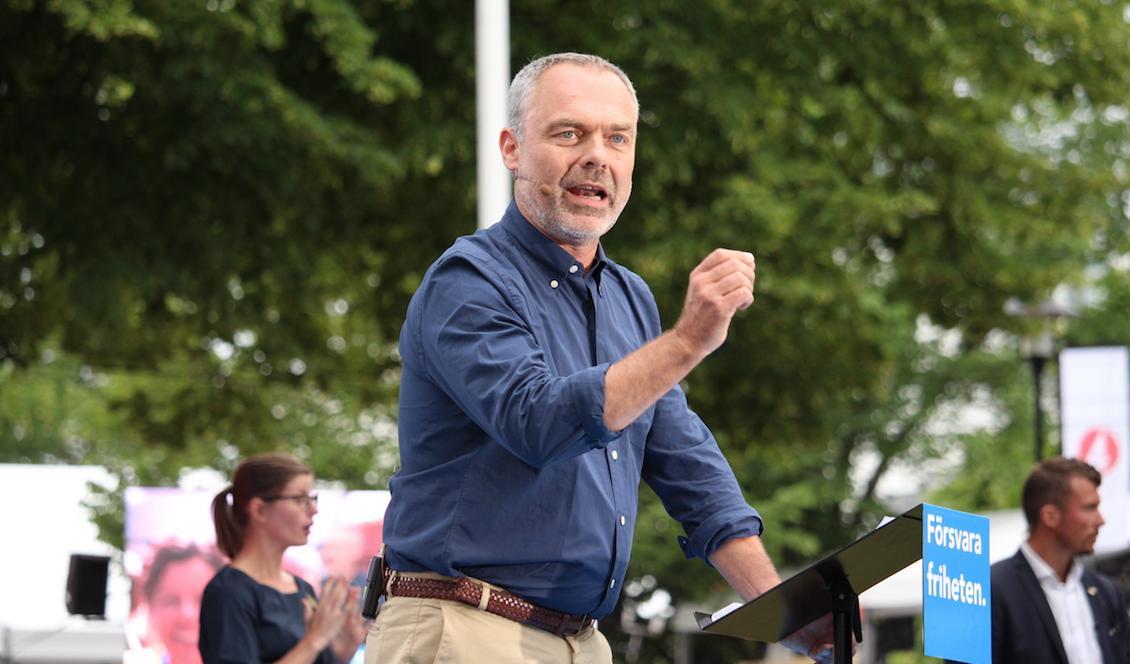 Liberalernas partiledare Jan Björklund talar i Almedalen, 3 juli 2018. Foto: Susanne W Lamm / Epoch Times