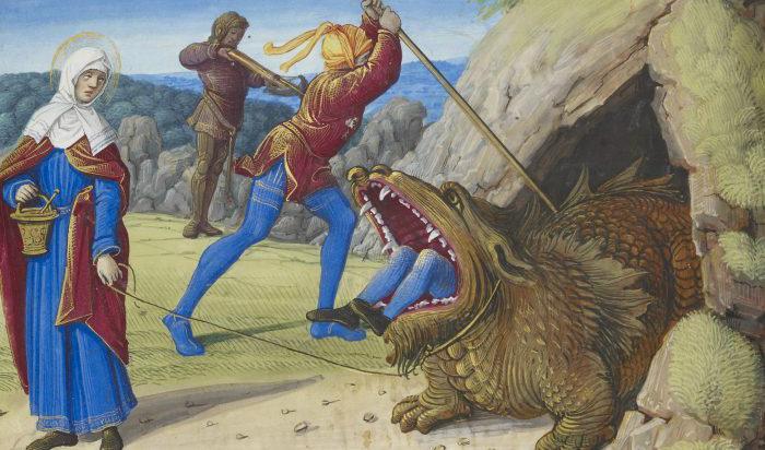 





"The Taming the Tarasque," i Hours of Henry VIII, Tours, Frankrike, ca 1500. The Morgan Library & Museum. Foto: Graham S. Haber                                                                                                                                                                                                                                                                        