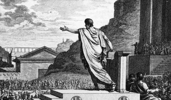 Folktribunen Gaius Gracchus talar till romarna.