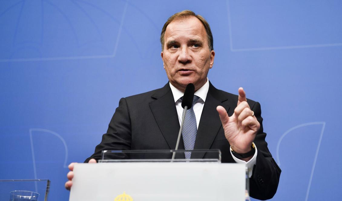 

Statsminister Stefan Löfven (S) på pressträffen i Rosenbad i Stockholm. Foto: Henrik Montgomery/TT                                                                                        