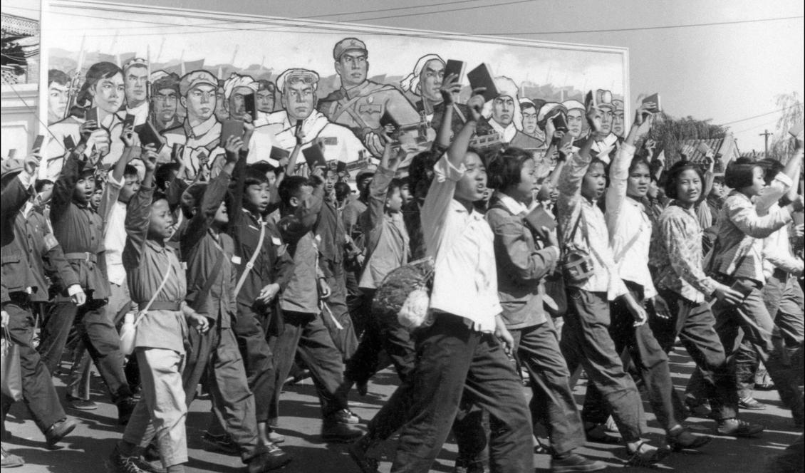 Bilden, från juni 1966, visar unga kinesiska rödgardister som paraderar med Maos "lilla röda" i Peking. Foto: Jean Vincent/AFP/Getty Images