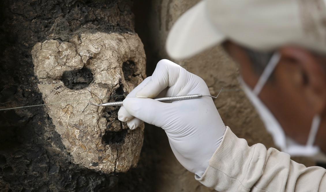




20 figurer har hittats vid utgrävningsplatsen Chan Chan i nordvästa Peru. De uppskattas vara cirka 800 år gamla. Foto: Martin Mejia/AP/TT                                                                                                                                                                                                                            