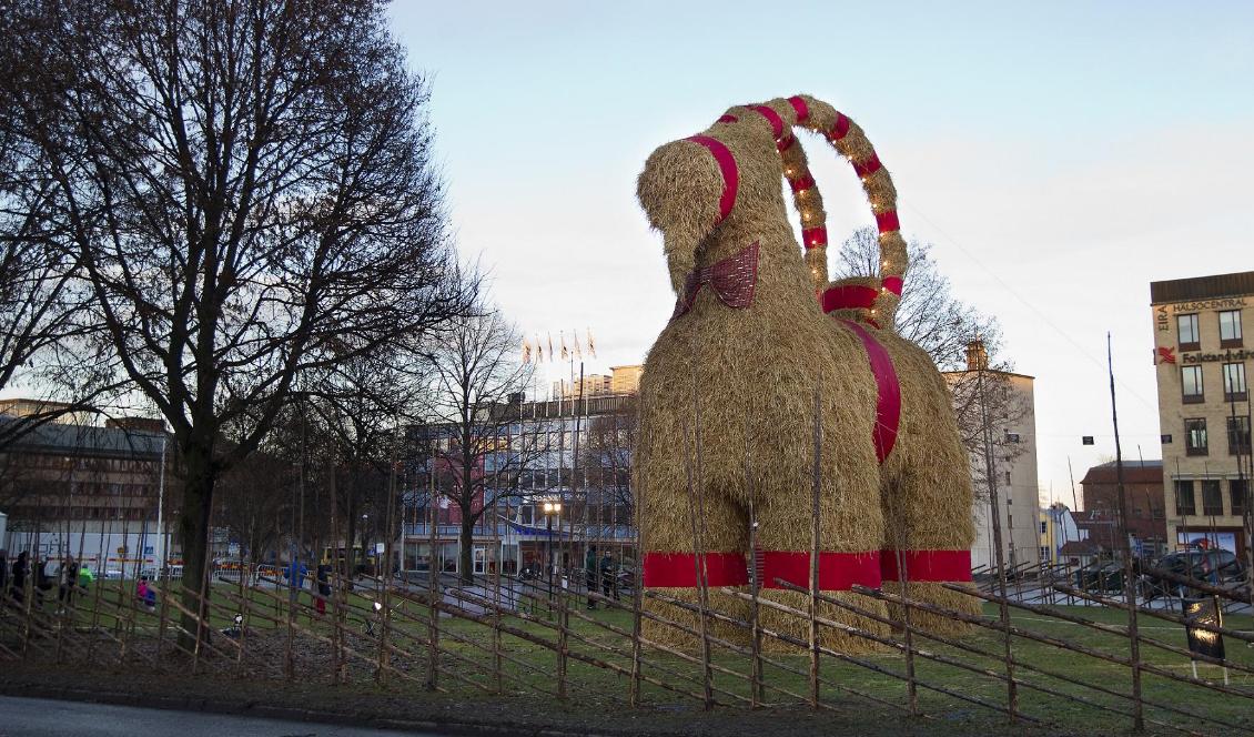 Gävlebocken firade 50-årsjubileum 2016. Bara timmar efter invigningen brändes bocken ner. Foto: Pernilla Wahlman/TT-arkivbild