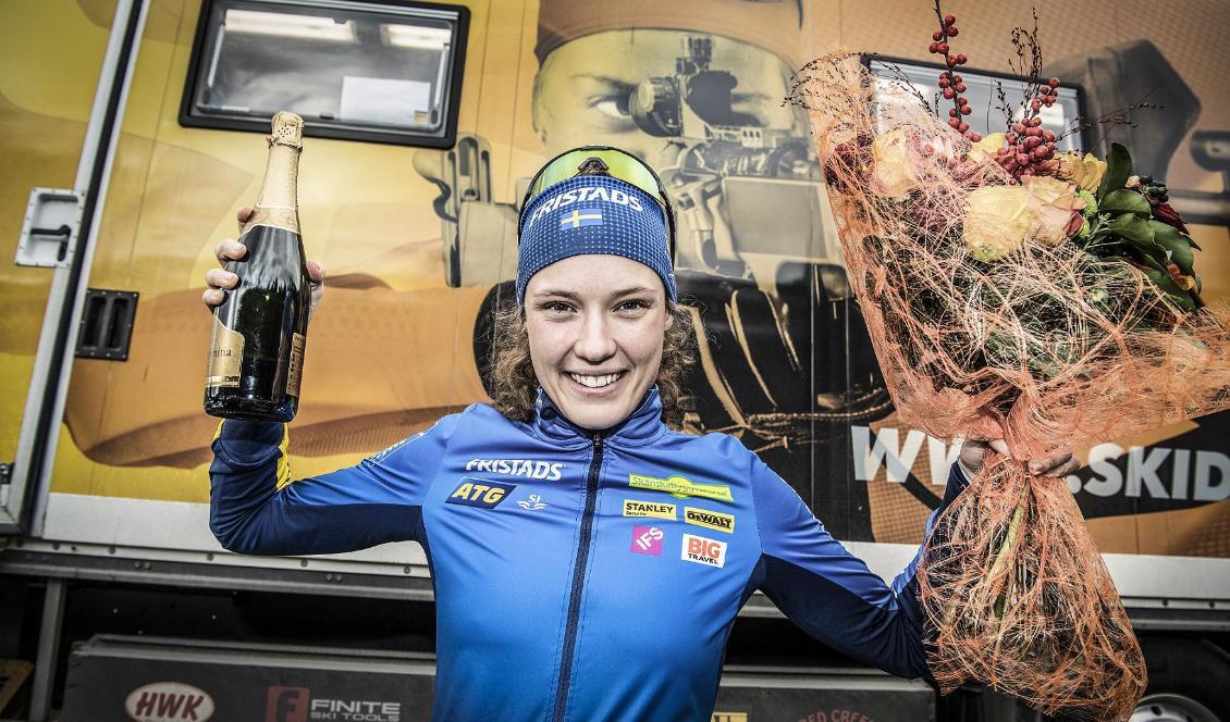 Hanna Öberg vann guld och silver på OS i Pyeongchang. Nu har hon också fått Bragdguldet. Foto: Lars Pehrson/SVD/TT-arkivbild