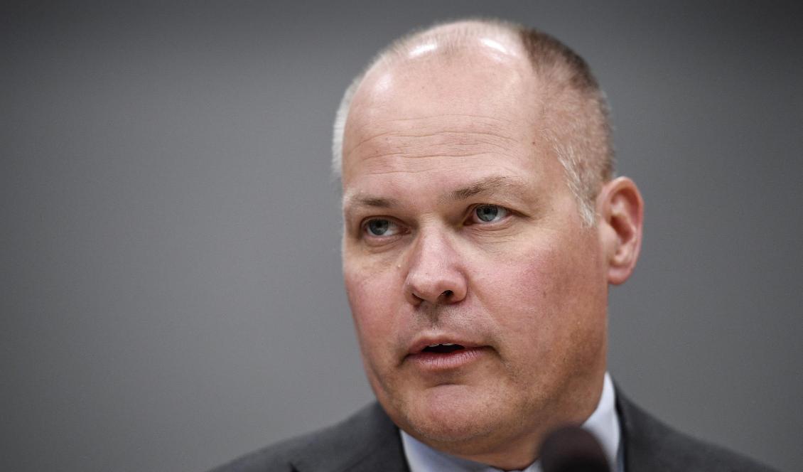 Justitieminister Morgan Johansson presenterar två nya brott gällande terrorsamröre. Foto: Erik Simander/TT-arkivbild