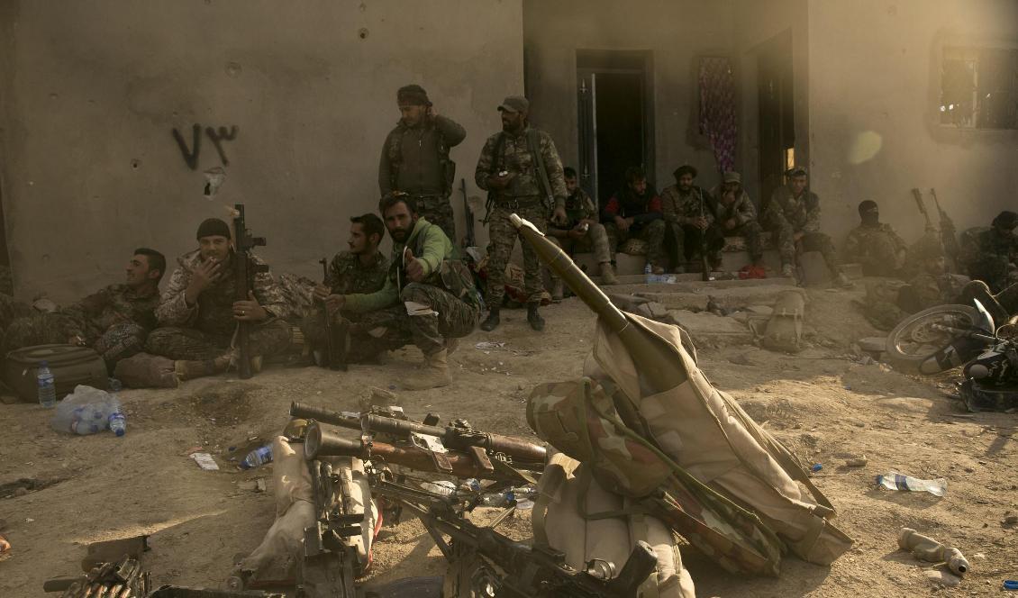 
SDF-styrkor i al-Baghuz. Foto: Maya Alleruzzo/AP/TT-arkivbild                                                