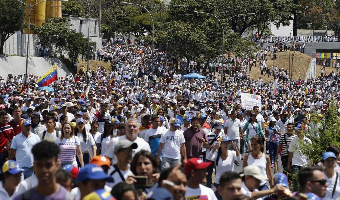 Oppositionella demonstranter i Venezuela. Foto: Ariana Cubillos AP/TT-arkivbild