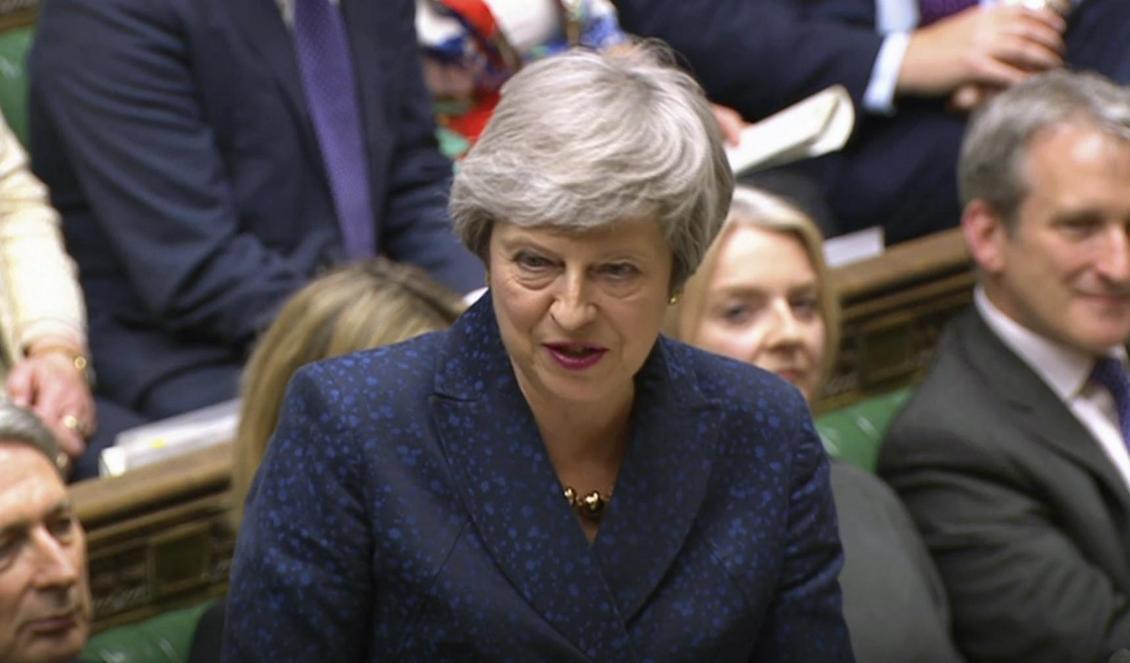 Premiärminister Theresa May talar i underhuset. Foto: House of Commons/PA/AP/TT-arkivbild