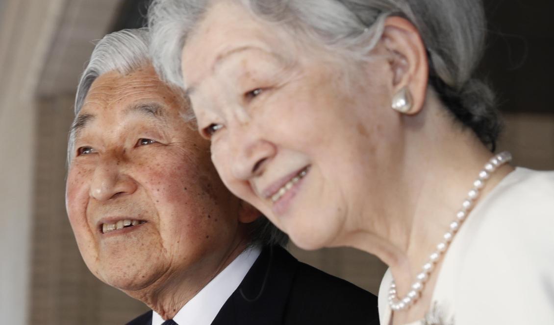
Kejsare Akihito och kejsarinna Michiko har varit gifta i 60 år. Foto: Issei Kato/AP/TT-arkivbild                                                