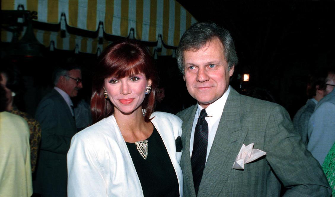 Ken Kercheval tillsammans med Victoria Principal som spelade Pamela Barnes Ewing i "Dallas". Året är 1986. Foto: Craig Mathew/AP/TT-arkivbild