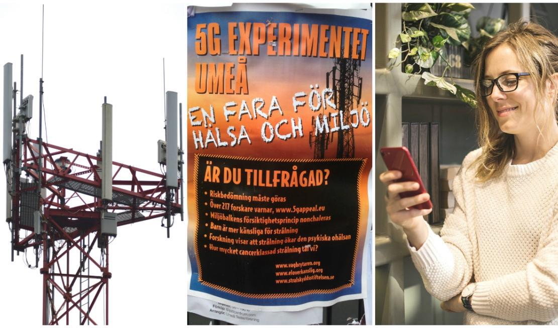 Vi får dubbla budskap om riskerna för hälsa och miljö av den nya 5G-tekniken. Foto: (mitten) Eva Sagerfors/Epoch Times