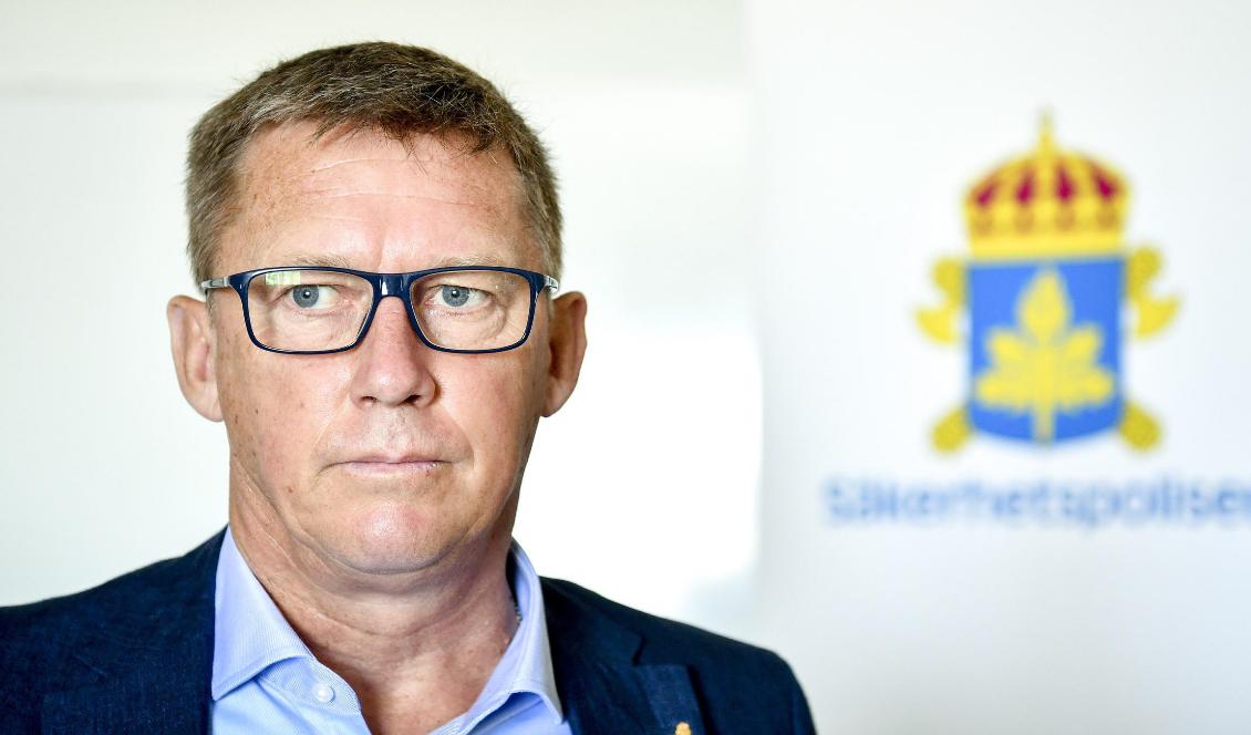 Klas Friberg, Säpo-chef, intervjuades av TT i Visby under Almedalsveckan. Foto: Henrik Montgomery/TT