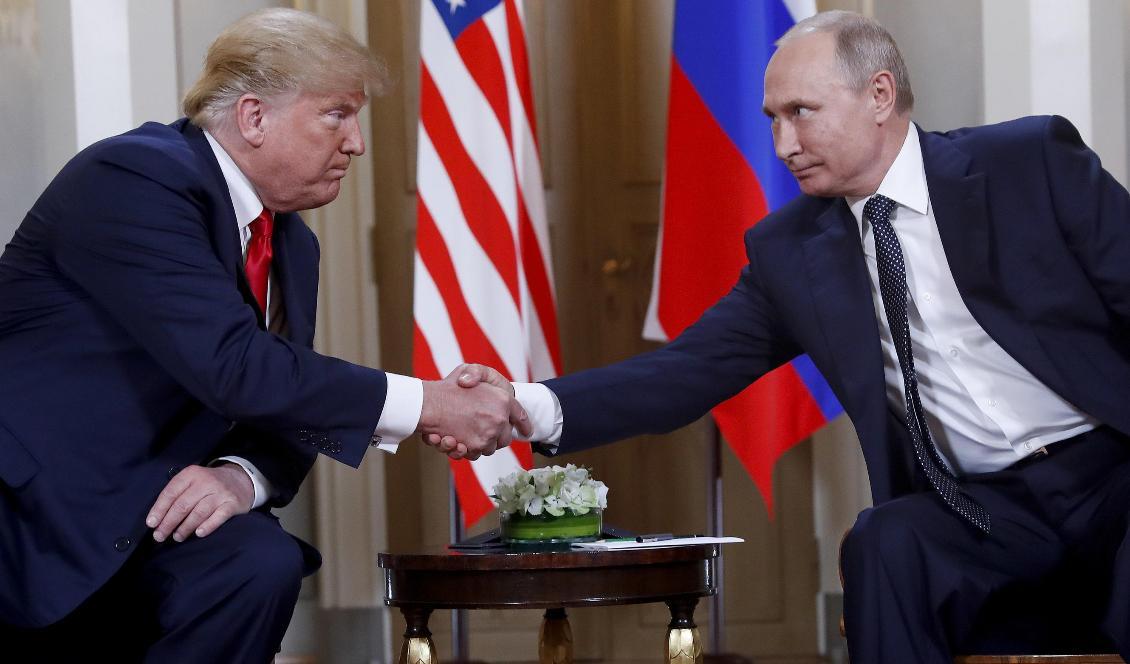 USA:s president Donald Trump och Rysslands president Vladimir Putin under ett möte i Moskva i november i fjol. Foto: Pablo Martinez Monsivais/AP/TT