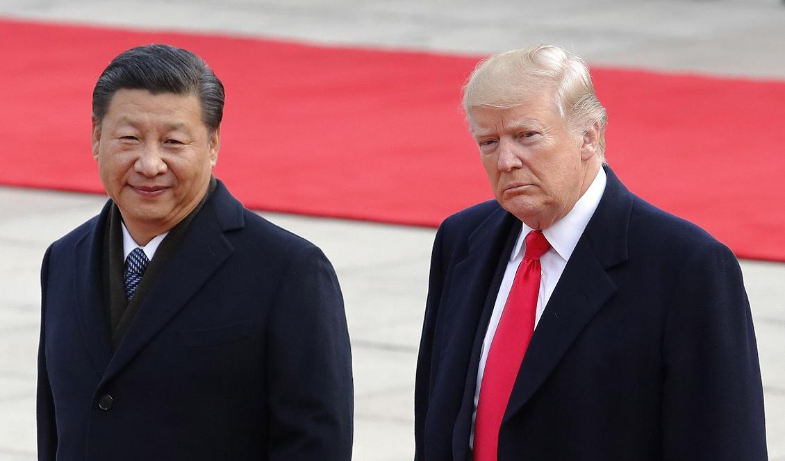Kinas president Xi Jinping under ett möte med USA:s president Donald Trump. Foto: Andy Wong/AP/TT-arkivbild