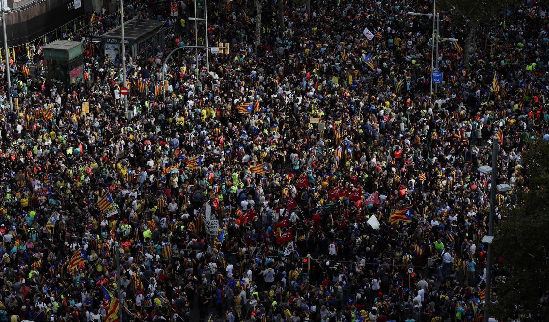 Mängder av demonstranter fyllde Barcelonas gator. Foto: Manu Fernandez
