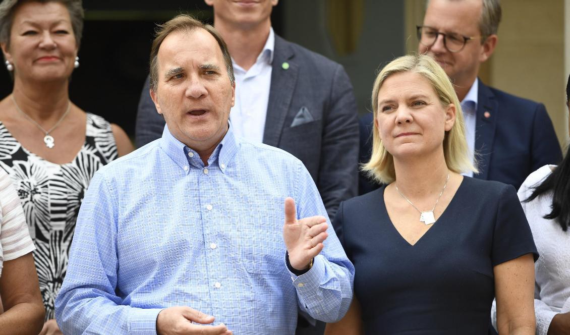 Statsminister Stefan Löfven (S) och finansminister Magdalena Andersson (S), fotograferade på Harpsund 2018. Foto: Henrik Montgomery/TT
