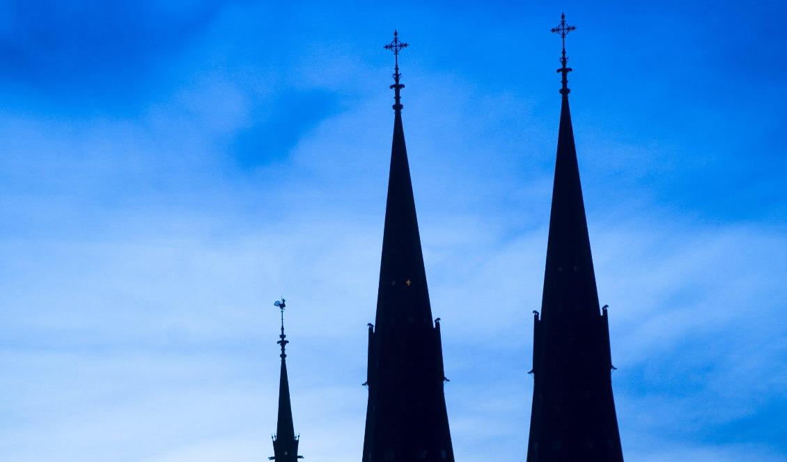 Uppsala domkyrka i silhuett. Foto: Fredrik Sandberg/TT-arkivbild