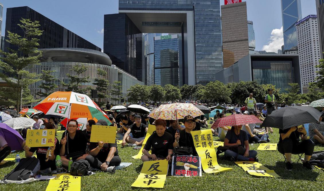 Sittstrejken i Tamarparken på måndagen. Foto: Vincent Thian/TT/AP