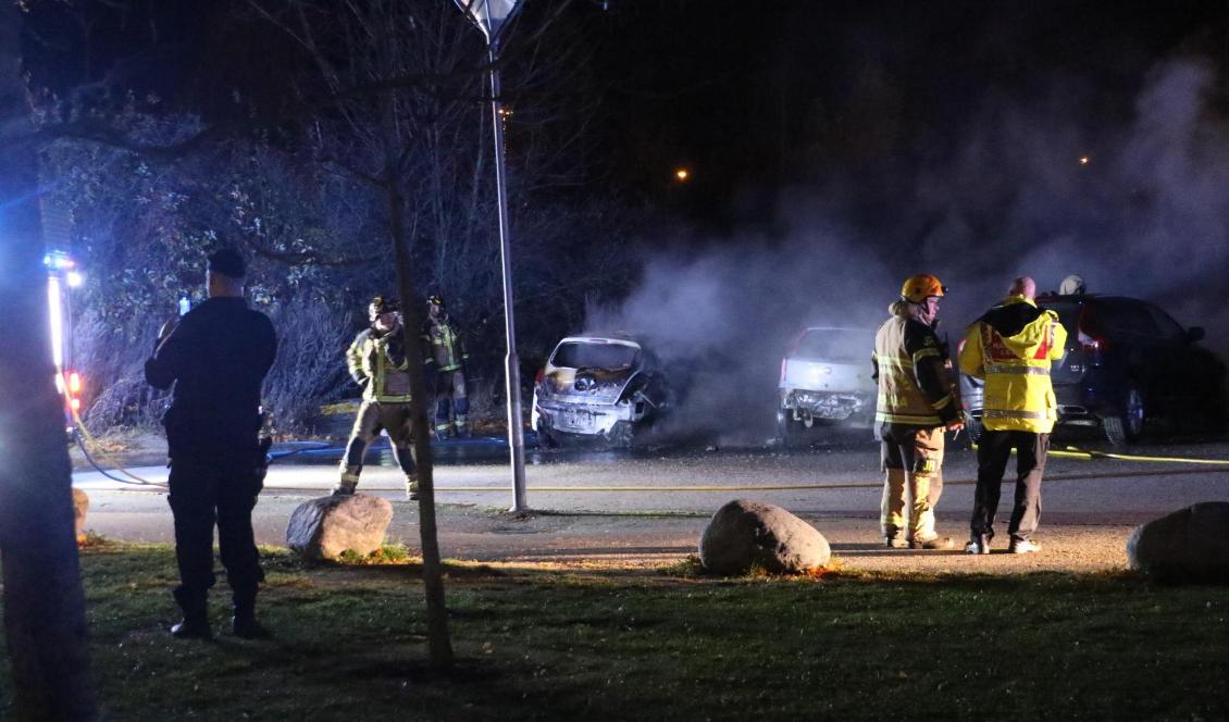 Uppsala drabbades av en serie bilbränder under söndagen. Foto: Utryckning Uppsala/TT