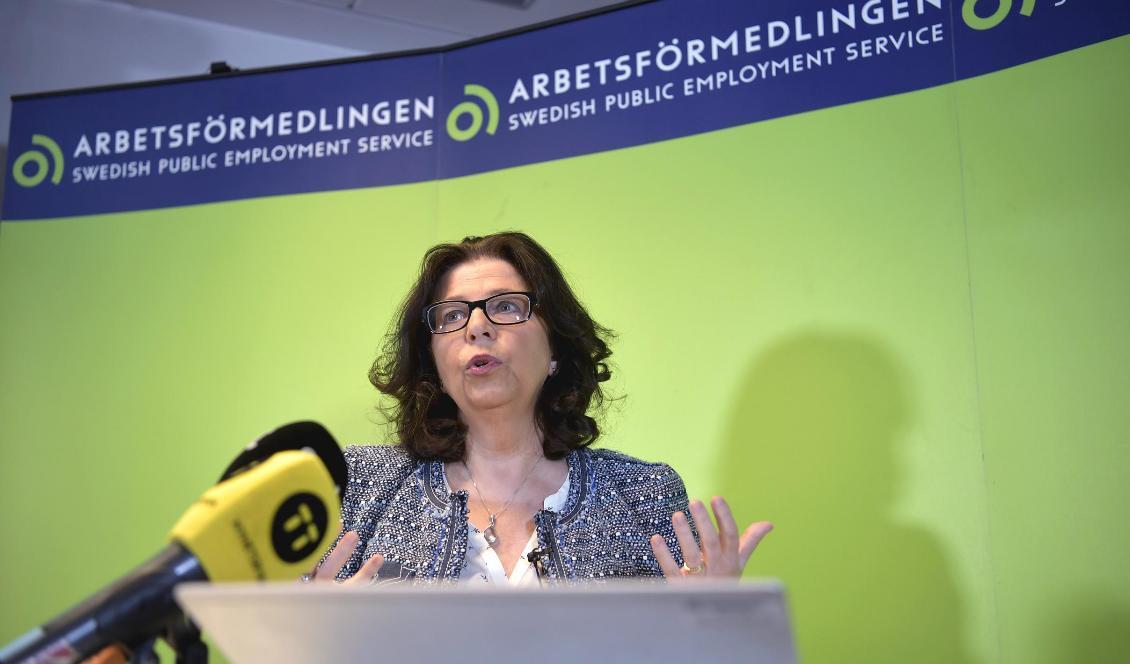 
Arbetsförmedlingens generaldirektör Maria Mindhammar. Foto: Pontus Lundahl/TT-arkivbild                                                