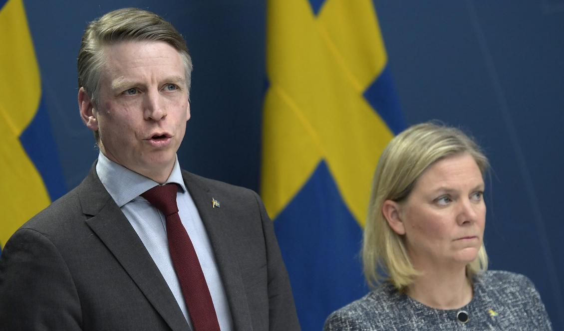 Finansmarknadsminister Per Bolund (MP) och finansminister Magdalena Andersson (S). Foto: Janerik Henriksson/TT