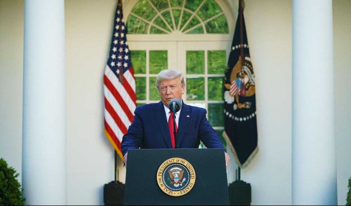 USA:s president Donald Trump under en presskonferens vid Vita huset den 30 mars 2020. Foto: Mandel Ngan/AFP via Getty Images