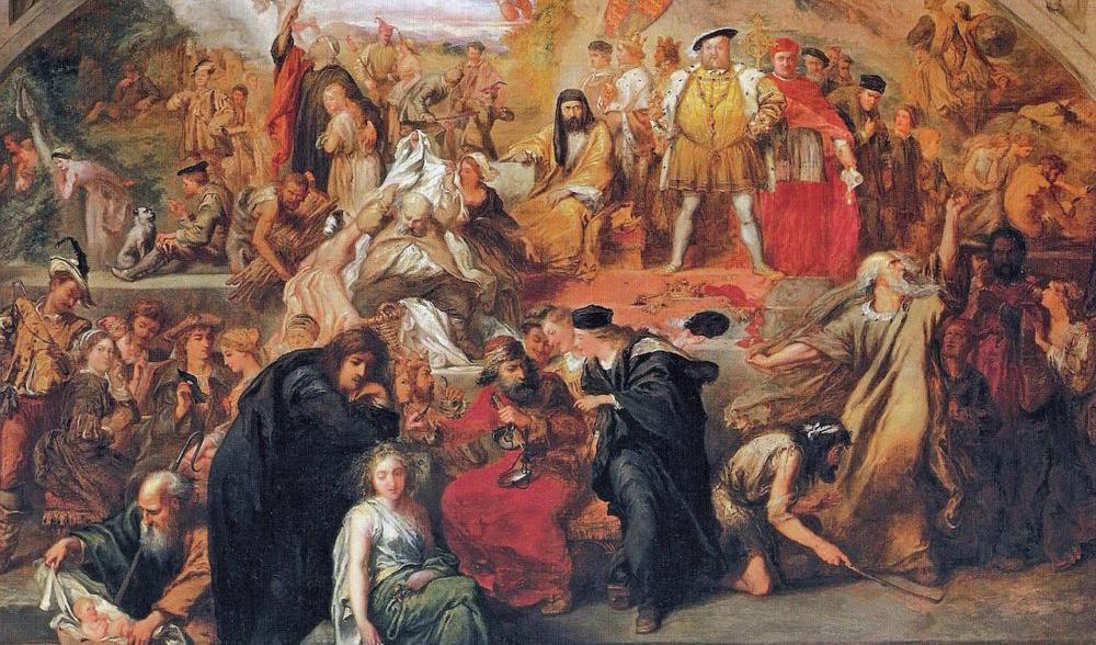 Hur påverkade pesten Shakespeares sätt att skriva pjäser? Sir John Gilberts målning från 1849 ” William Shakespeares pjäser ” innehåller scener och karaktärer från flera av bardens pjäser. Foto: Daheesh Museum of Art (Public Domain)