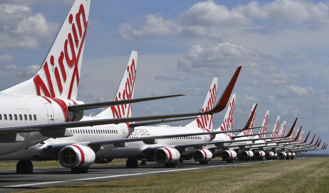 Virgin Australia-plan på marken i Brisbane tidigare i april. Foto: Darren England
