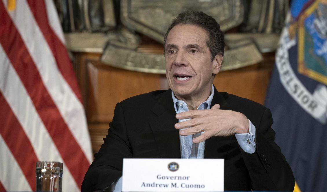 New Yorks guvernör Andrew Cuomo under en presskonferens tidigare i april. Foto: Mike Groll/AP/TT