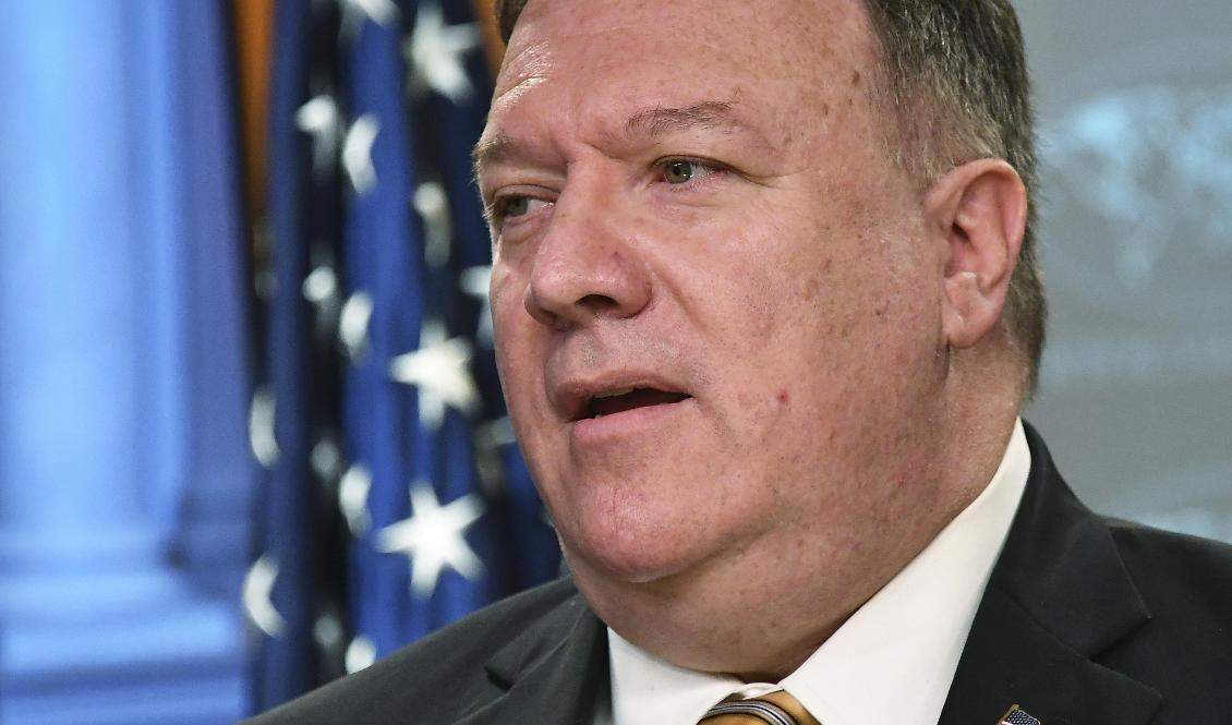 USA:s utrikesminister Mike Pompeo meddelar skärpta visumregler för uppsatta kineser. Foto: Mandel Ngan/AP/TT