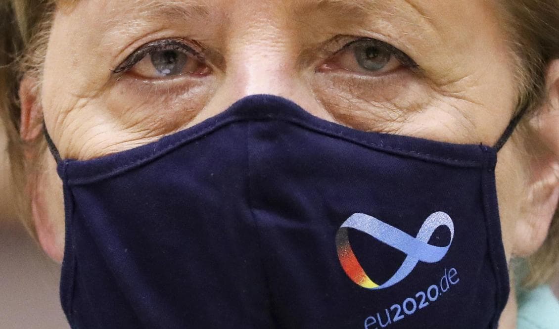 Tysklands förbundskansler Angela Merkel i EU-parlamentet i Bryssel. Foto: Yves Herman/AP/TT