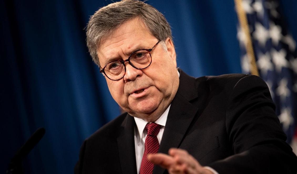 USA:s justitieminister Willam Barr vid justitiedepartementet i Washington D.C. den 18 april 2019. Foto: Brendan Smialowski/AFP via Getty Images