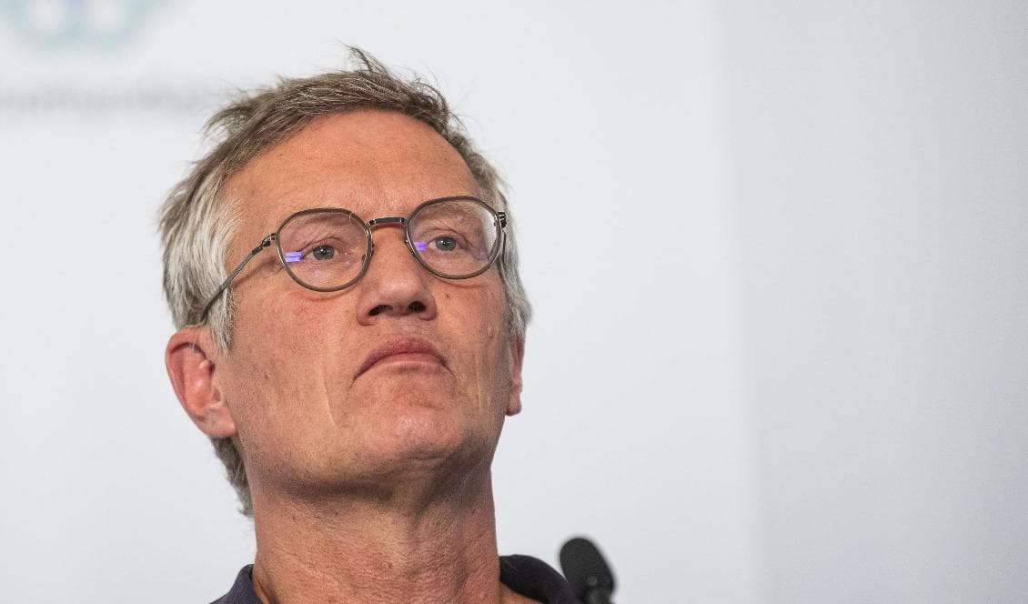 Statsepidemiolog Anders Tegnell på Folkhälsomyndigheten vid en presskonferens den 25 maj i Solna. Foto: Jonathan Nackstrand/AFP via Getty Images