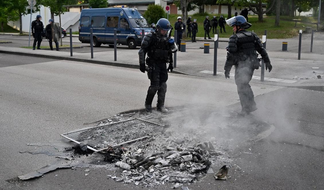 Militär har satts in i Dijon i östra Frankrike den 15 juni 2020 efter oroligheter. Foto: Philippe Desmazes/AFP via Getty Images